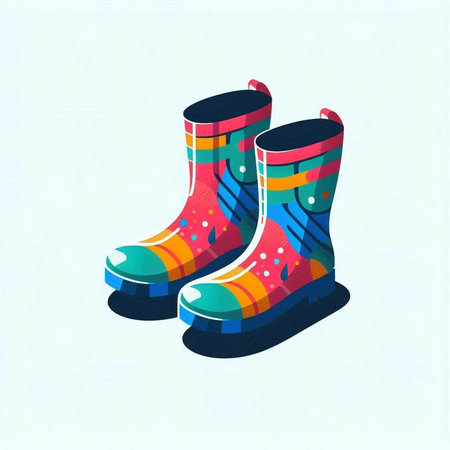 Colorful rubber boots. Vector illustration of a pair of rubber boots.のイラスト素材