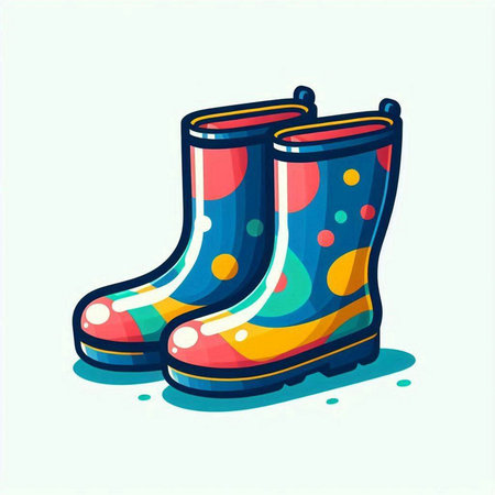 Waterproof rubber boots isolated on a white background. Vector illustration.のイラスト素材