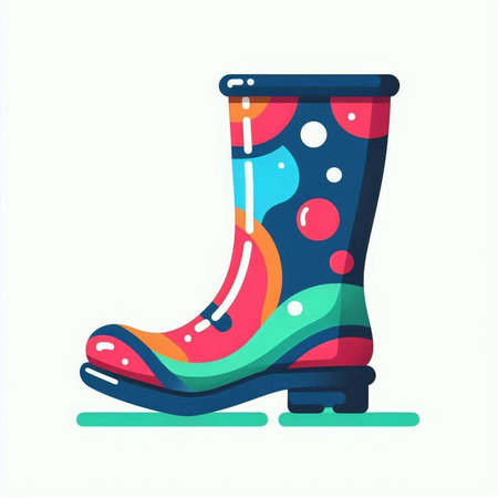 Colorful rubber boots isolated on a white background. Vector illustration.のイラスト素材