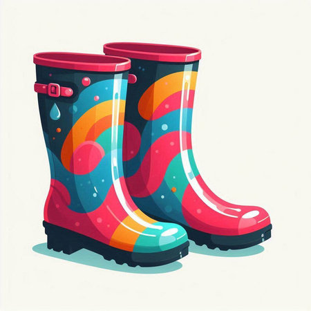 Rubber boots isolated on white background. Vector illustration. Eps 10.のイラスト素材