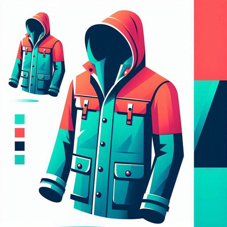Winter jacket. Vector illustration in retro style. Clipping path included.のイラスト素材