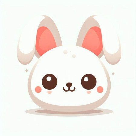 Cute cartoon bunny face with eyes and ears. Vector illustration.のイラスト素材