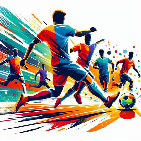 Soccer players in action, vector illustration, eps 10.のイラスト素材