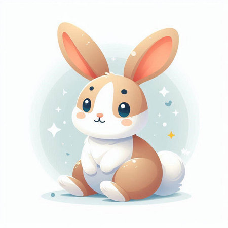 Cute cartoon baby rabbit sitting on the floor. Vector illustration.のイラスト素材