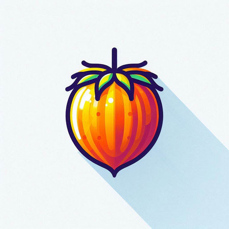 Tomato icon with long shadow. Vector illustration. Eps 10.のイラスト素材