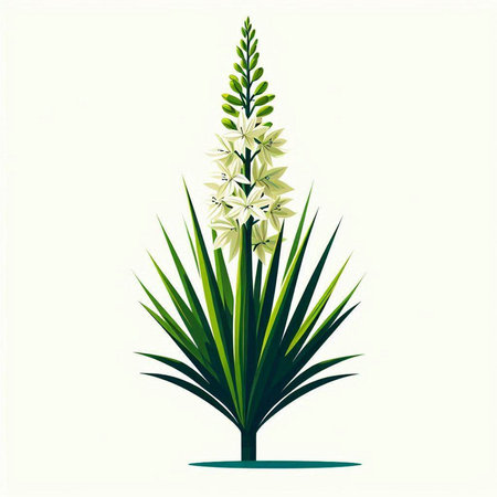 white yucca plant isolated on a white background. vector illustrationのイラスト素材