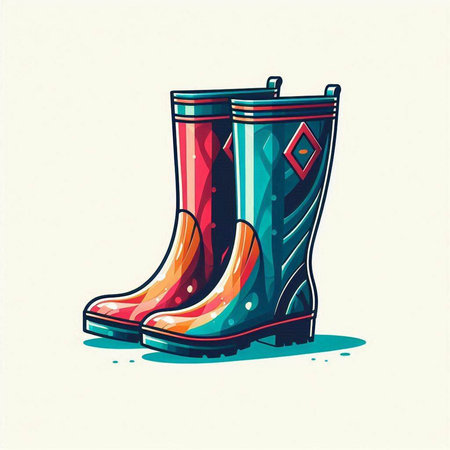 Illustration of a rubber boots in cartoon style. Vector illustration.のイラスト素材