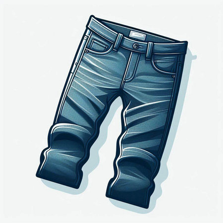 Blue jeans on a white background. 3d rendering, 3d illustration.のイラスト素材