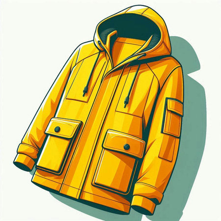 Yellow raincoat on a white background. Vector illustration of a raincoat.のイラスト素材