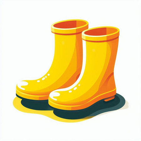 Rubber boots isolated on a white background. Vector illustration. Eps 10.のイラスト素材
