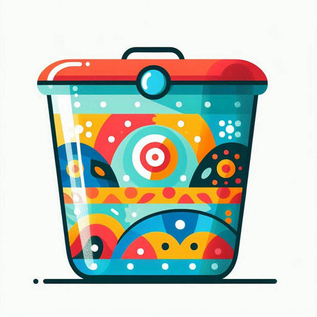 Bucket with colorful pattern on a white background, vector illustration.のイラスト素材