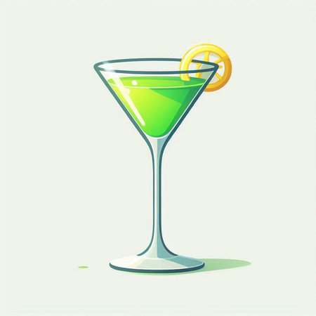 Cocktail with a slice of lime in a glass. Vector illustration.のイラスト素材