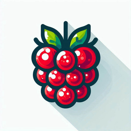Raspberry icon, vector illustration. Flat design style with long shadowのイラスト素材