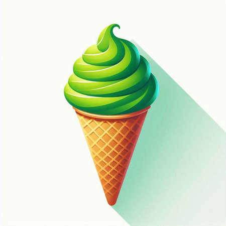 Ice cream in a waffle cone on a white background. Vector illustrationのイラスト素材