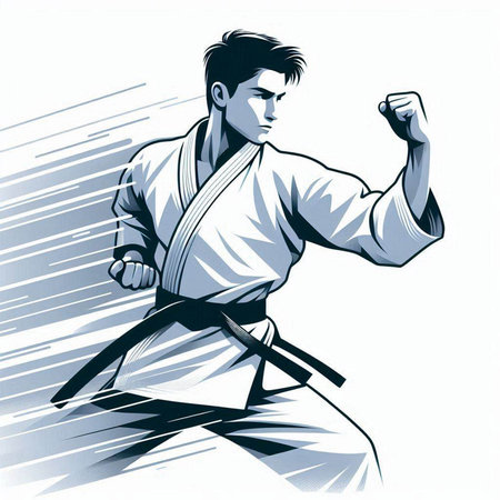 karate fighter in kimono vector illustration. karate fighterのイラスト素材