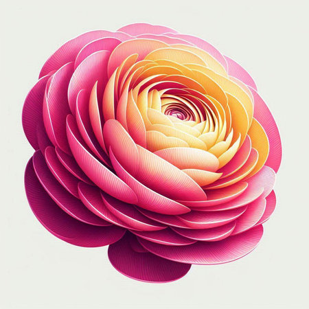 abstract colorful flower on a white background. 3d illustration.のイラスト素材