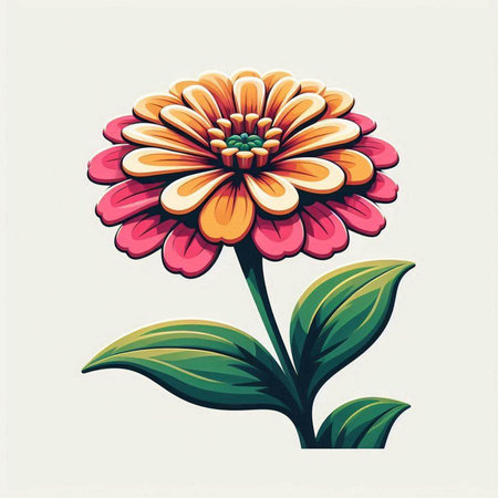 Zinnia flower isolated on a white background. Vector illustration.のイラスト素材