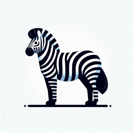 Zebra zebra in retro style on white background. Vector illustration.のイラスト素材