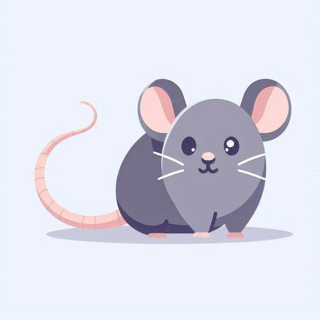 Cute cartoon mouse. Vector illustration of a cute gray mouse.のイラスト素材