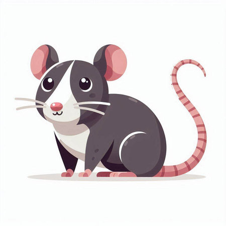 Cute rat. Vector illustration in cartoon style isolated on white background.のイラスト素材