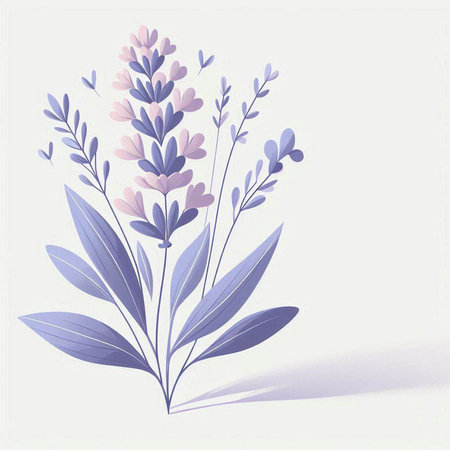 Purple lavender flowers on a white background. Vector illustration.のイラスト素材