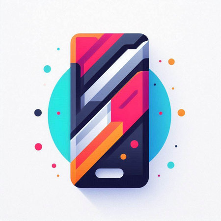 Smartphone with colorful geometric background. Vector illustration. Eps 10.のイラスト素材
