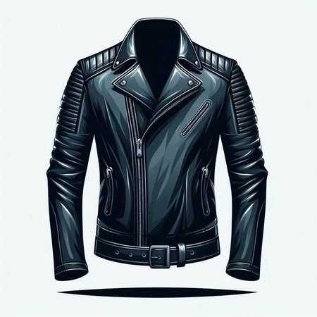 Men's leather jacket. Vector illustration. Isolated on white background.のイラスト素材
