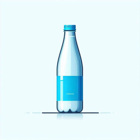 bottle of water on a light blue background. vector illustration.のイラスト素材