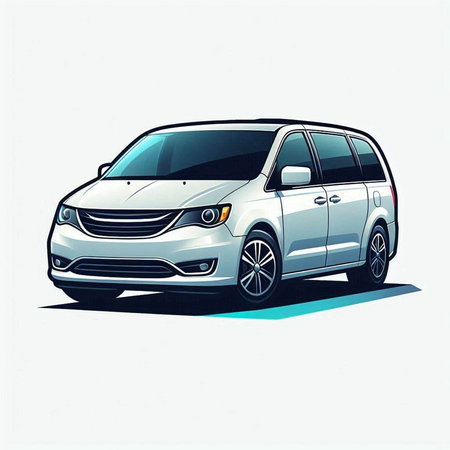 Vector illustration of a white car on a white background. Side view.のイラスト素材