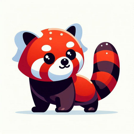Cute red panda cartoon character. Vector illustration in flat styleのイラスト素材