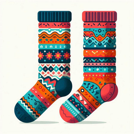 Colorful socks with ethnic ornament. Vector illustration for your design.のイラスト素材