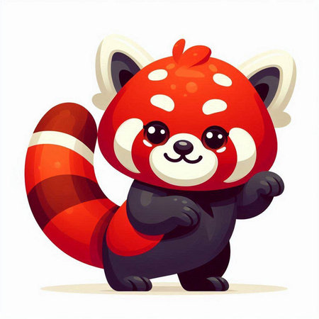 Cute cartoon red panda isolated on white background. Vector illustration.のイラスト素材