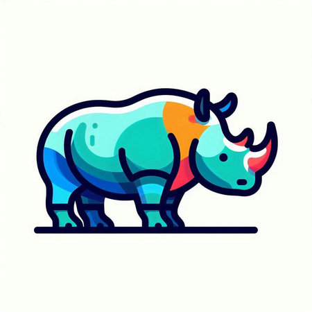 Rhinoceros vector illustration. Wild animal in cartoon style.のイラスト素材