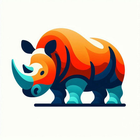 Colorful rhinoceros isolated on a white background. Vector illustration.のイラスト素材