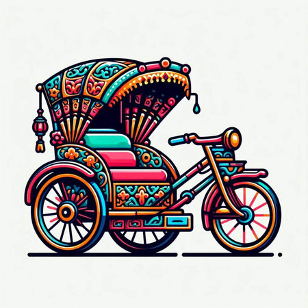 Tuk Tuk is a traditional rickshaw. Vector illustration.のイラスト素材