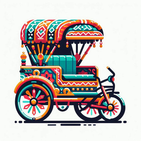 Tuk Tuk is a traditional Indian transport. Vector illustration.のイラスト素材