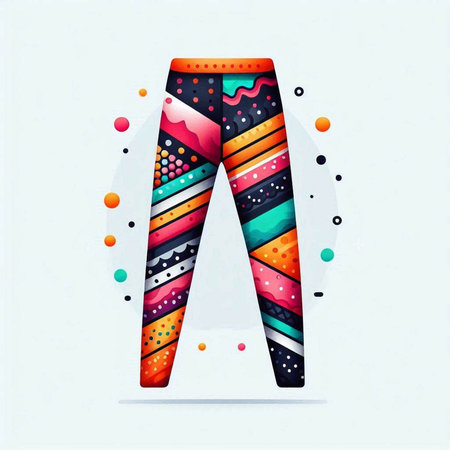 Fashion pants with colorful geometric print. Vector illustration. Hipster style.のイラスト素材