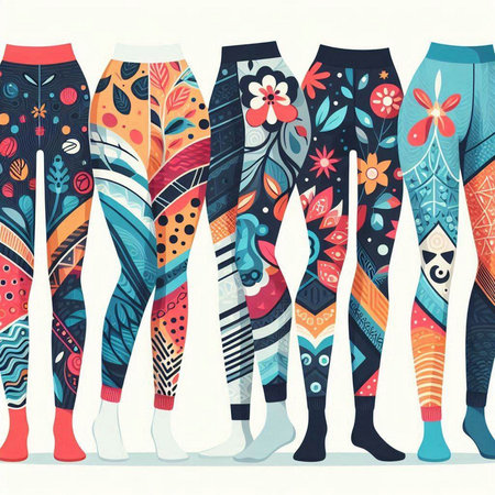 Seamless pattern with colorful leggings. Vector illustration.のイラスト素材