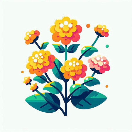 Illustration of colorful flowers in flat style on white background, vectorのイラスト素材