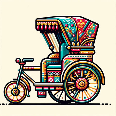 Tuk tuk - traditional indian rickshaw, vector illustrationのイラスト素材