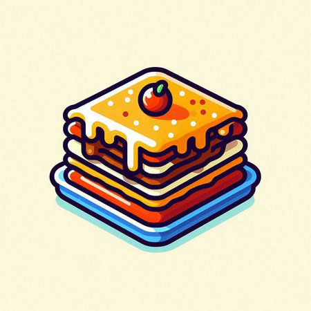 Illustration of a stack of pancakes with cherry on top - vectorのイラスト素材