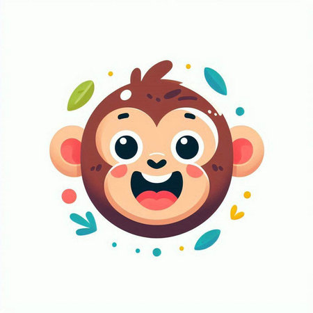 Cute cartoon monkey face on white background. Vector illustration for your designのイラスト素材
