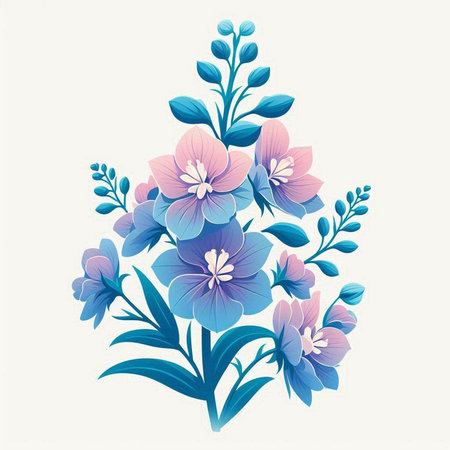 Vector illustration of floral background with blue flowers in watercolor style.のイラスト素材