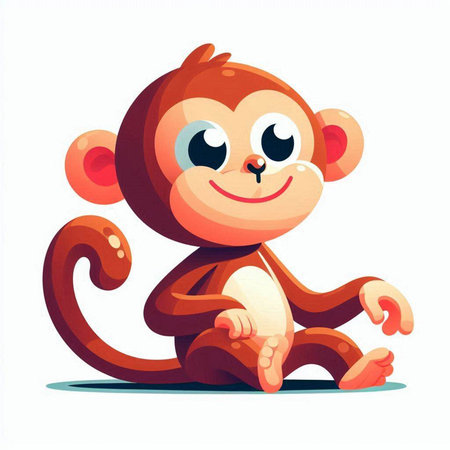 Cute cartoon monkey. Vector illustration isolated on a white background.のイラスト素材