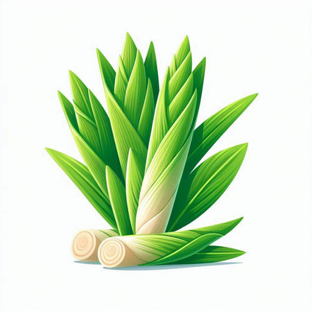 Illustration of fresh lemongrass on white background - vectorのイラスト素材