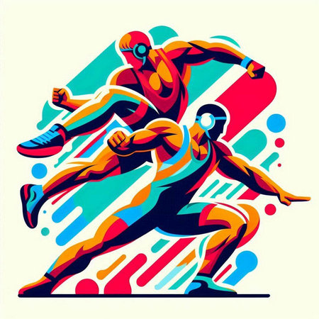 Athlete running, vector illustration. Sport abstract graphic design.のイラスト素材