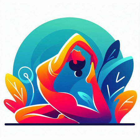 Beautiful woman doing yoga in the lotus pose. Vector illustration.のイラスト素材