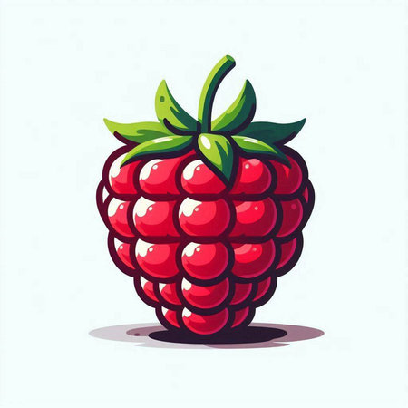 Raspberry fruit vector illustration isolated on white background. Cartoon style.のイラスト素材