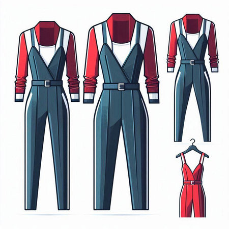 Fashionable women's clothes in the style of the 80s. Vector illustration.のイラスト素材