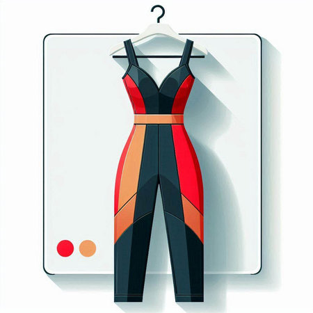 Illustration of a mannequin with a red and black suitのイラスト素材